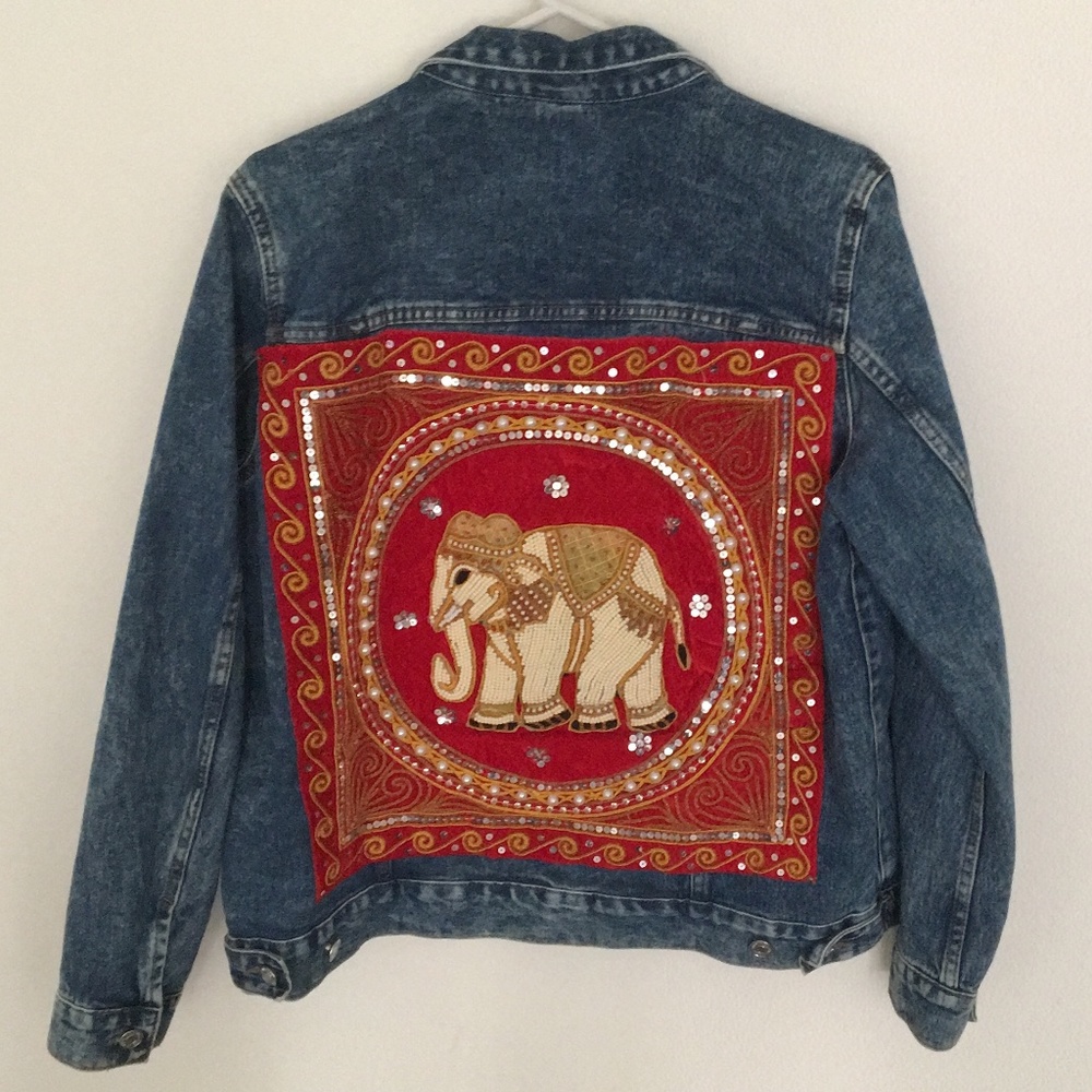 Vintage Denim Jacket w/ Elephant